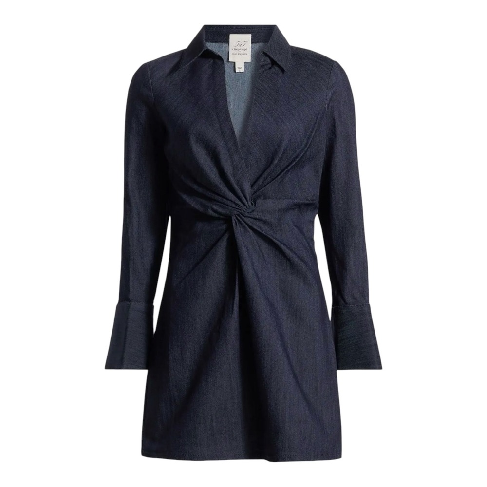 NEW CINQ À SEPT McKenna Twist-Front Denim Minidress Indigo Size 6 NWT - Picture 6 of 9